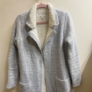 J. Jill Gray and Cream Heavyweight Knit Sweater Cardigan Size S